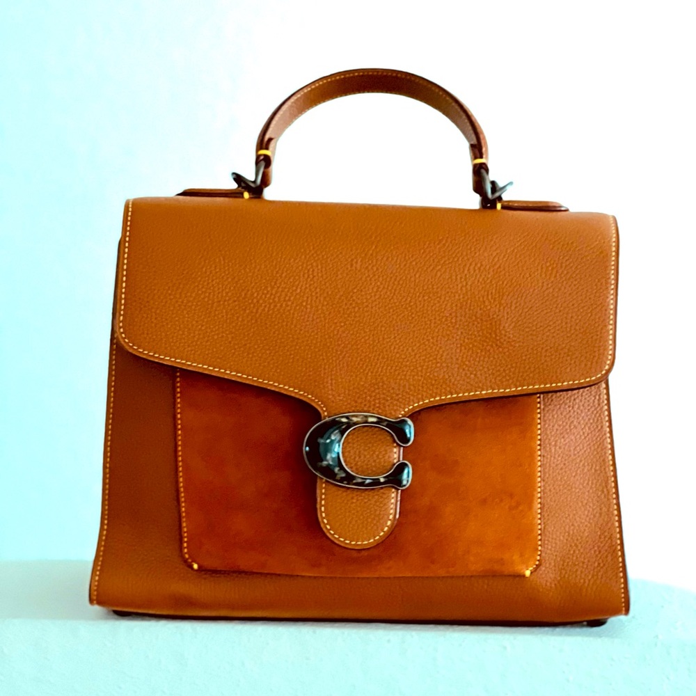 Coach Tabby Top Handle Mixed Leather Women’s Handbag Brown LeatherSuede.